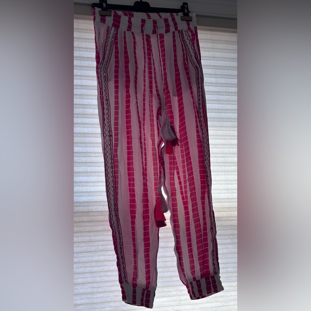 Hemant & Nandita Pink and White Striped Jogger Pants Size Small